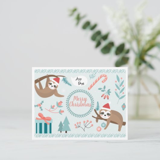 Merry Slothmas Briefkaart (Staand voorkant)