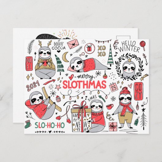 Merry Slothmas Briefkaart (Voorkant / Achterkant)