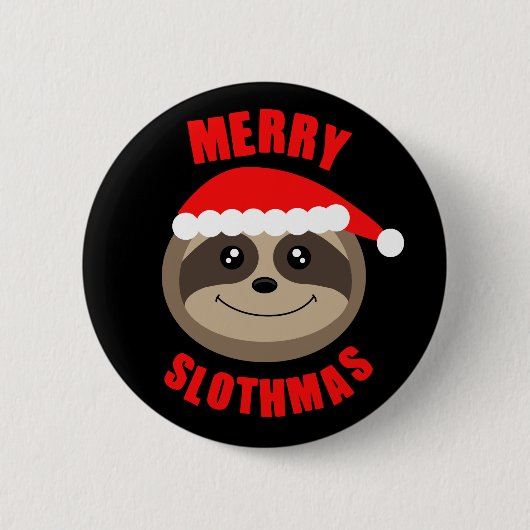 Merry Slothmas Button met kerstcadeaus voor feeste (Voorkant)