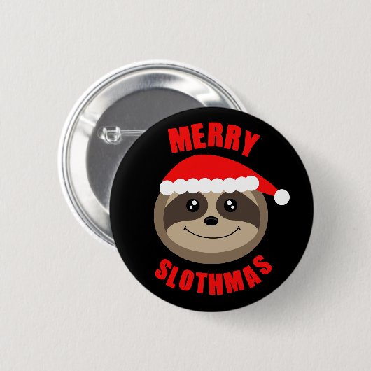 Merry Slothmas Button met kerstcadeaus voor feeste (Voorkant /achterkant)