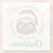 Merry Slothmas, Christmas Coaster Glazen Onderzetter (Achterkant)