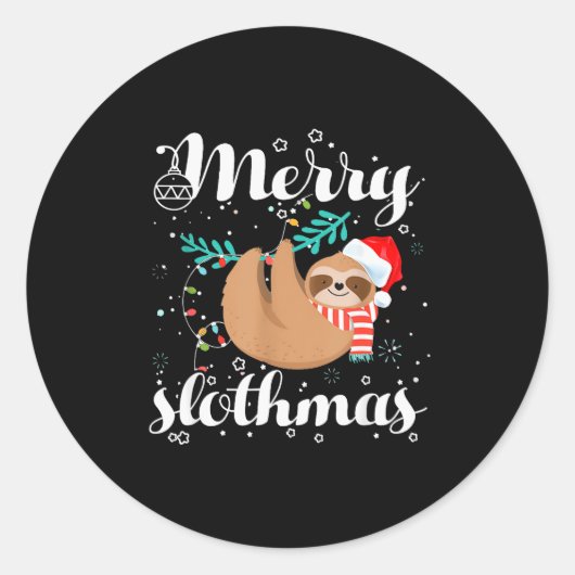 Merry Slothmas Christmas Pajama For Sloth Lovers  Ronde Sticker (Voorkant)