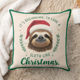 Merry Slothmas, Christmas Throw Pillow Kussen