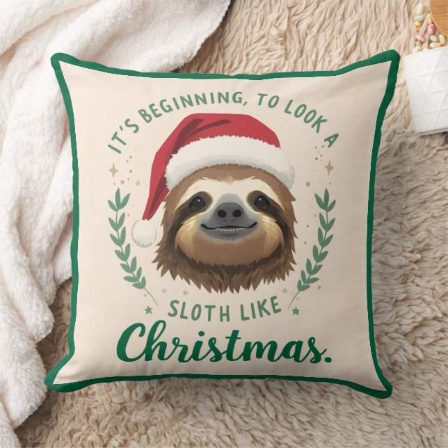 Merry Slothmas, Christmas Throw Pillow Kussen (Deken)