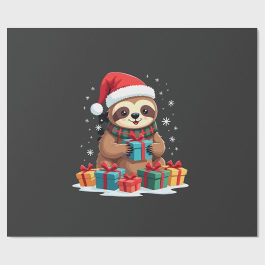 Merry Slothmas cute Christmas sloth Santa hat Xmas Cadeaupapier (Vlak)