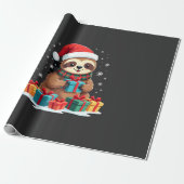 Merry Slothmas cute Christmas sloth Santa hat Xmas Cadeaupapier (Uitgerold)