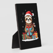 Merry Slothmas cute Christmas sloth Santa hat Xmas Fotoplaat (Zijkant)