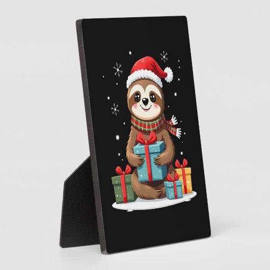 Merry Slothmas cute Christmas sloth Santa hat Xmas Fotoplaat (Zijkant)