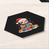 Merry Slothmas cute Christmas sloth Santa hat Xmas Kartonnen Onderzetters (Schuin)