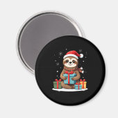 Merry Slothmas cute Christmas sloth Santa hat Xmas Magneet (Voorkant / Achterkant)