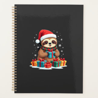 Merry Slothmas cute Christmas sloth Santa hat Xmas Planner