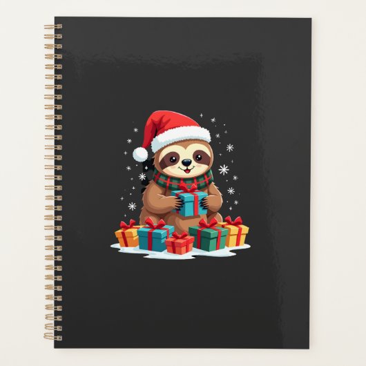Merry Slothmas cute Christmas sloth Santa hat Xmas Planner (Voorkant)