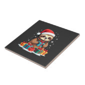 Merry Slothmas cute Christmas sloth Santa hat Xmas Tegeltje (Zijkant)