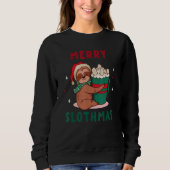 Merry Slothmas Cute Cuddling Sloth Marshmallow Hot Trui (Voorkant)