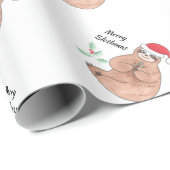 Merry Slothmas Cute Kerstmis Cadeaupapier (Rol Hoek)