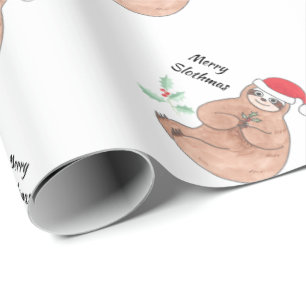 Merry Slothmas Cute Kerstmis Cadeaupapier