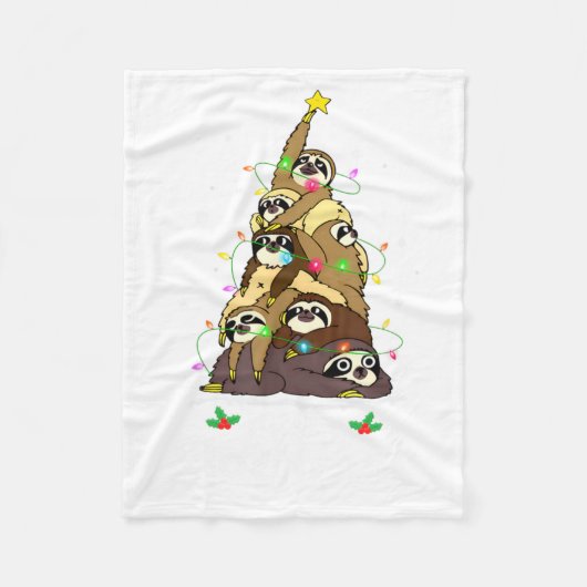 Merry Slothmas Cute Xmas Sloth Santa Hat Christmas Fleece Deken (Voorkant)