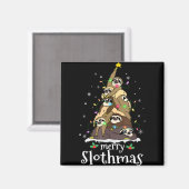 Merry Slothmas Cute Xmas Sloth Santa Hat Christmas Magneet (Voorkant / Achterkant)