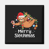 Merry Slothmas Cute Xmas Sloth Santa Hat Christmas Magneet (Voorkant)