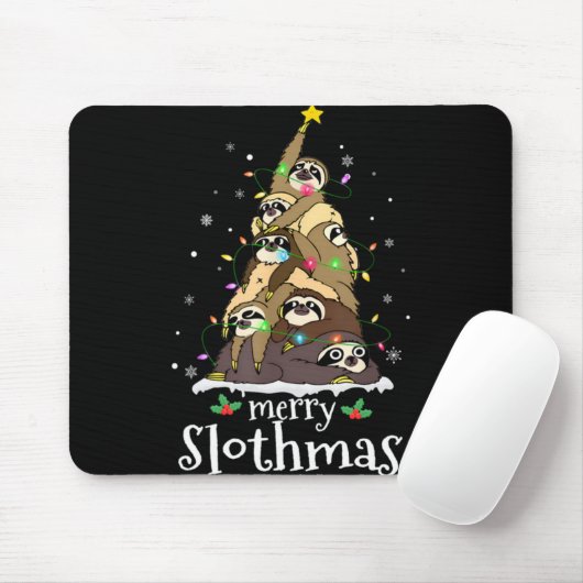 Merry Slothmas Cute Xmas Sloth Santa Hat Christmas Muismat (Met muis)
