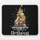 Merry Slothmas Cute Xmas Sloth Santa Hat Christmas Muismat (Voorkant)