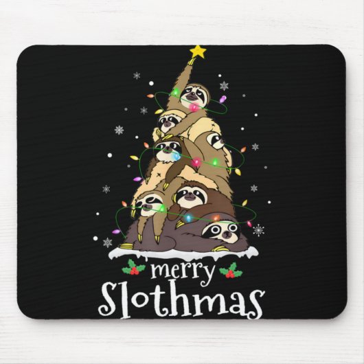 Merry Slothmas Cute Xmas Sloth Santa Hat Christmas Muismat (Voorkant)