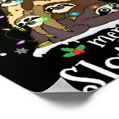 Merry Slothmas Cute Xmas Sloth Santa Hat Christmas Poster (Hoek)