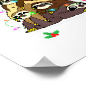 Merry Slothmas Cute Xmas Sloth Santa Hat Christmas Poster (Hoek)