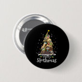 Merry Slothmas Cute Xmas Sloth Santa Hat Christmas Ronde Button 5,7 Cm (Voorkant /achterkant)