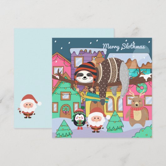 Merry Slothmas Feestdagenkaart (Voorkant / Achterkant)