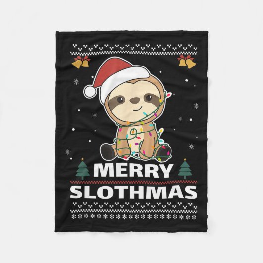 Merry Slothmas Funny Sloth Christmas Pun Fleece Deken (Voorkant)