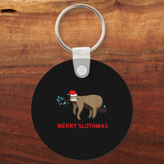 Merry Slothmas Funny Sloth Christmas Sleutelhanger (Voorkant)