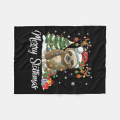 Merry Slothmas Funny Sloth Christmas Tree Lights X Fleece Deken (Voorkant (Horizontaal))