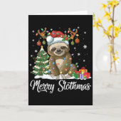 Merry Slothmas Funny Sloth Christmas Tree Lights X Kaart (Gele Bloem)