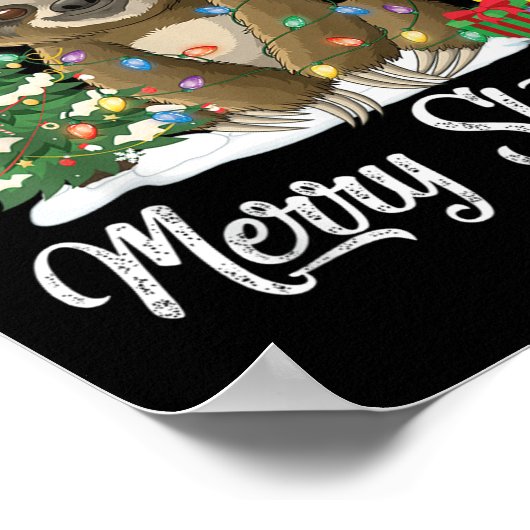 Merry Slothmas Funny Sloth Christmas Tree Lights X Poster (Hoek)