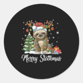 Merry Slothmas Funny Sloth Christmas Tree Lights X Ronde Sticker (Voorkant)