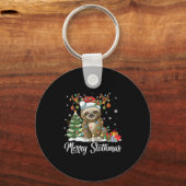 Merry Slothmas Funny Sloth Christmas Tree Lights X Sleutelhanger (Voorkant)