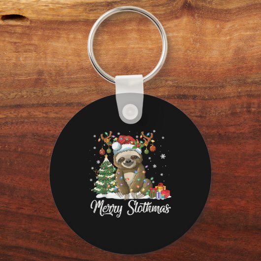 Merry Slothmas Funny Sloth Christmas Tree Lights X Sleutelhanger (Voorkant)