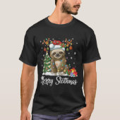 Merry Slothmas Funny Sloth Christmas Tree Lights X T-shirt (Voorkant)
