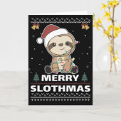 Merry Slothmas Funny Sloth Kerstmis Kaart (Gele Bloem)