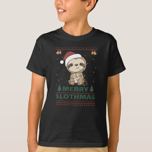 Merry Slothmas Funny Sloth Kerstmis T-shirt (Voorkant)