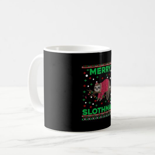 Merry Slothmas Funny Sloth Ugly Kerstmis Koffiemok (Voorkant links)