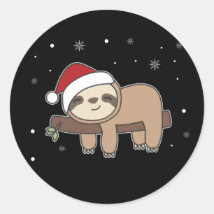 Merry Slothmas Funny Sloth voor Kerstmis Klassieke Ronde Sticker