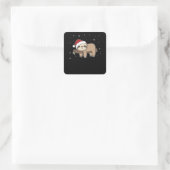 Merry Slothmas Funny Sloth voor Kerstmis Vierkante Sticker (Tas)