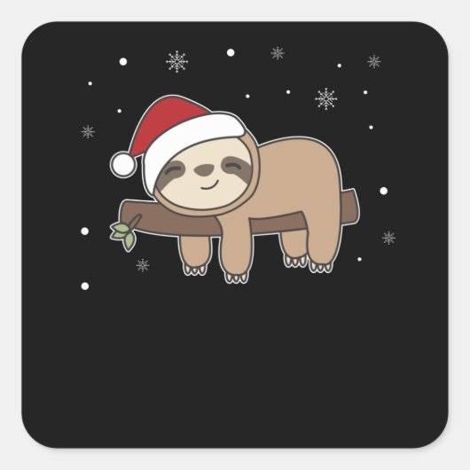 Merry Slothmas Funny Sloth voor Kerstmis Vierkante Sticker (Voorkant)
