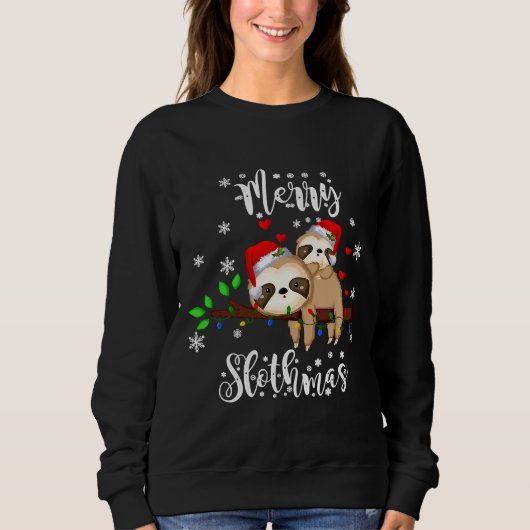 Merry Slothmas kerstmis Pajama Sloth Trui (Voorkant)
