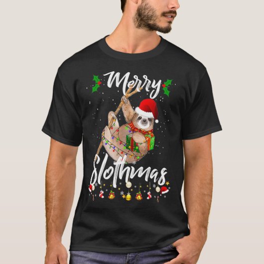 Merry Slothmas Kerstmis Pajama voor Sloth Lovers T-shirt (Voorkant)
