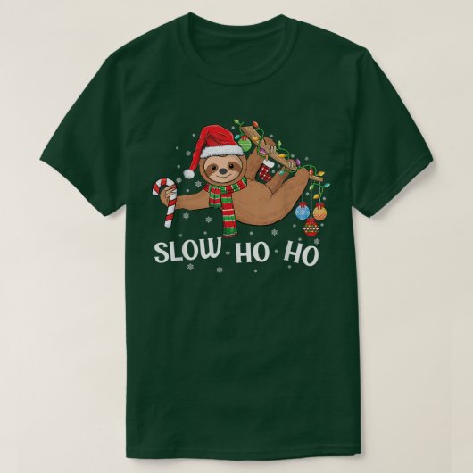 Merry Slothmas Kerstmis pyjama Santa hat X T-shirt (Design voorkant)
