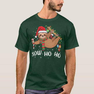 Merry Slothmas Kerstmis pyjama Santa hat X T-shirt