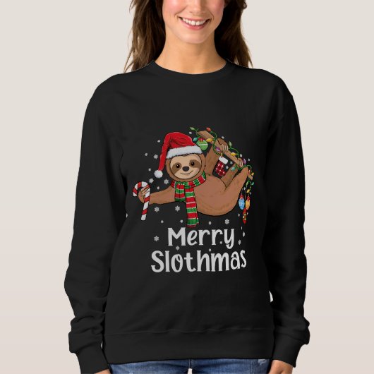 Merry Slothmas Kerstmis, pyjama Santa Hat X Trui (Voorkant)